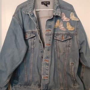 Rare Vintage 3X Denim Jacket Lace Butterflies